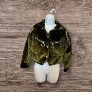 Issdmonline Fashion Velvet Green Short “Sakata” In Yellow Silk On Back NWOT. S